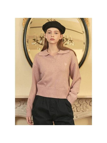 Women's Delight Wool Collar Knit Top Pink - MICANE - BALAAN 1