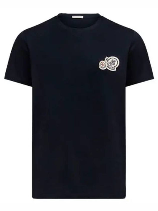 Double Logo Patch Short Sleeve T-shirt Navy - MONCLER - BALAAN 2