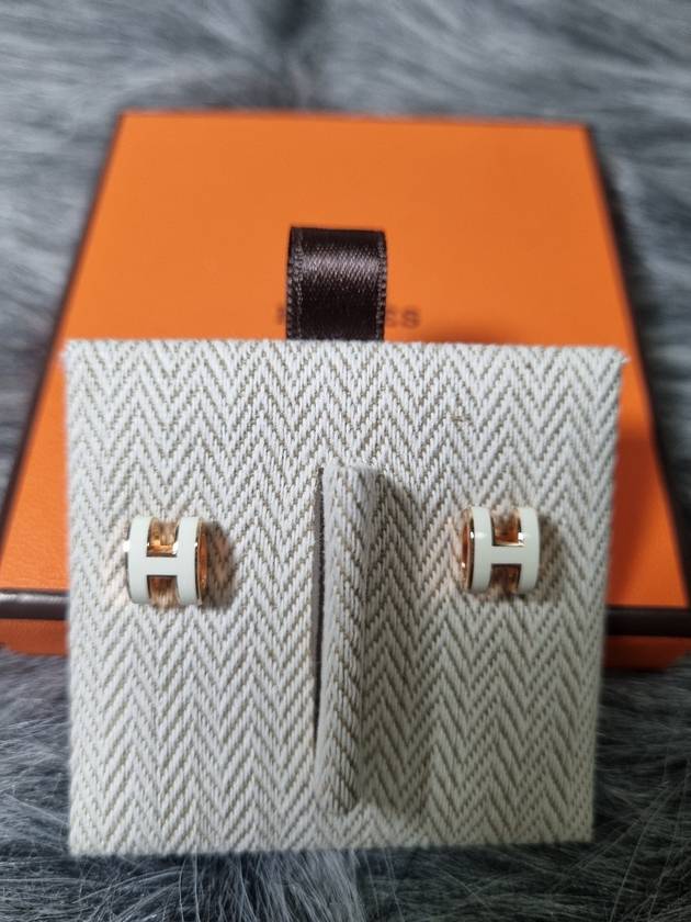 Mini Pop H Pendant Rose Gold & Blanc - HERMES - BALAAN 4