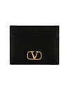 V Logo Signature Card Wallet Black - VALENTINO - BALAAN 3