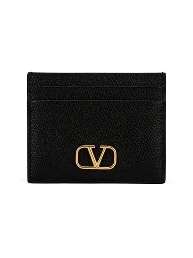 V Logo Signature Card Wallet Black - VALENTINO - BALAAN 3