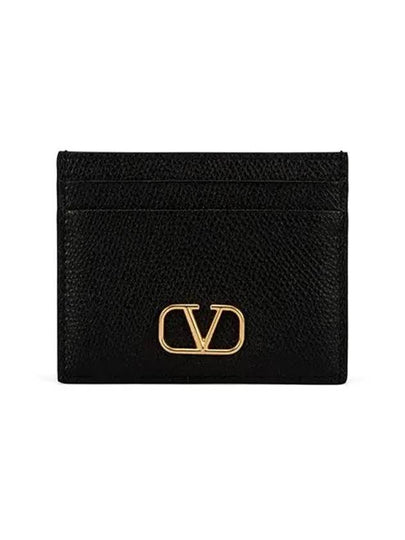 V Logo Signature Card Wallet Black - VALENTINO - BALAAN 2