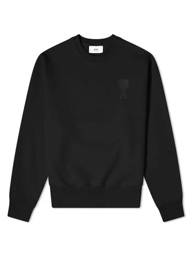 Men's Heart Embroidered Logo Sweatshirt Black - AMI - BALAAN 1