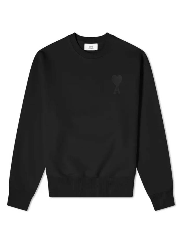 Men's Heart Embroidered Logo Sweatshirt Black - AMI - BALAAN 1