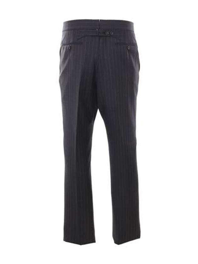 Pinstripe wool straight pants gray - THOM BROWNE - BALAAN 3