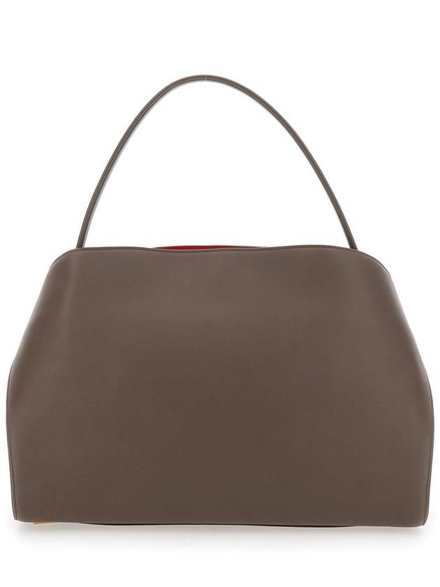 'Hug' Grey Shoulder Bag With Logo Printed On Front In Leather Woman - SALVATORE FERRAGAMO - BALAAN 2