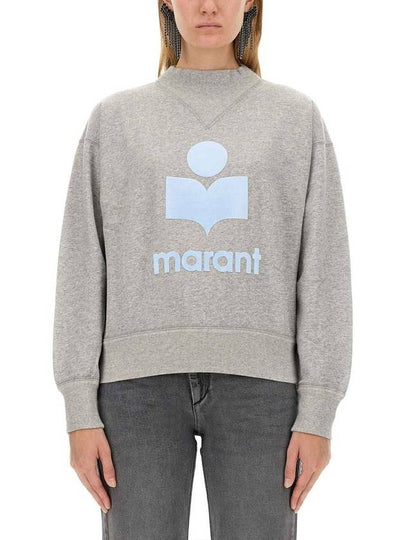 Moby Logo Print Sweatshirt Grey Ice Blue - ISABEL MARANT ETOILE - BALAAN 2