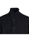 Wappen High Neck Button Up Wool Cardigan Black - STONE ISLAND - BALAAN 5