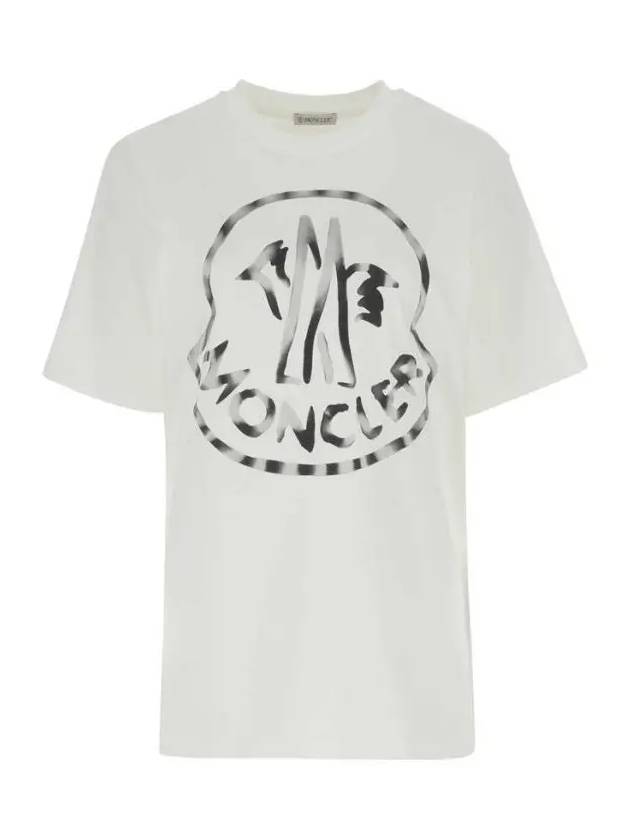 Logo Print Cotton Jersey Short Sleeve T-Shirt Off White - MONCLER - BALAAN 3