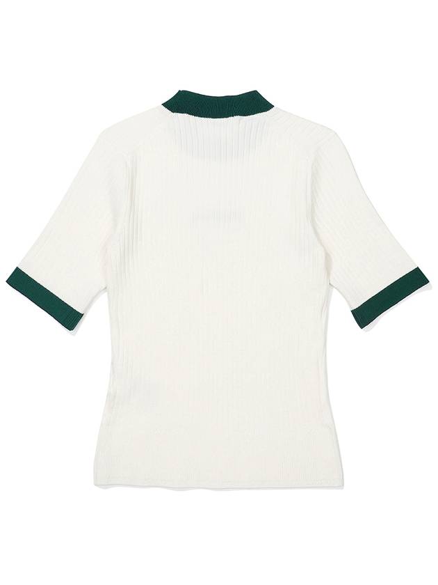 Mock Neck Short Sleeve Knit IVORY WOMAN M3322PKT12IVY - MALBON GOLF - BALAAN 3