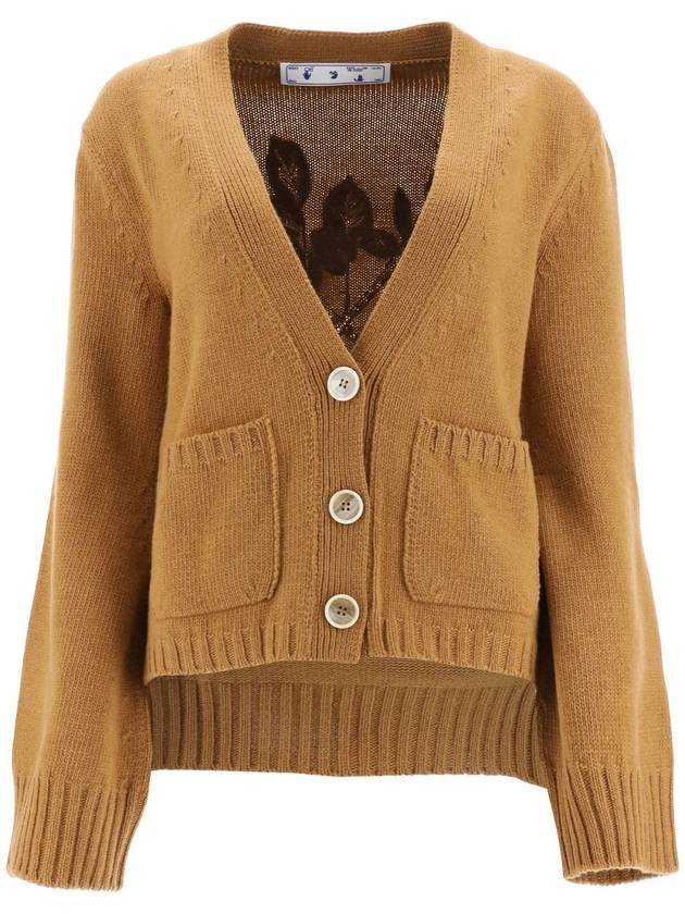 Women's Wool Twinset Cardigan Brown - OFF WHITE - BALAAN.