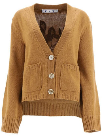 Women's Wool Twinset Cardigan Brown - OFF WHITE - BALAAN 1