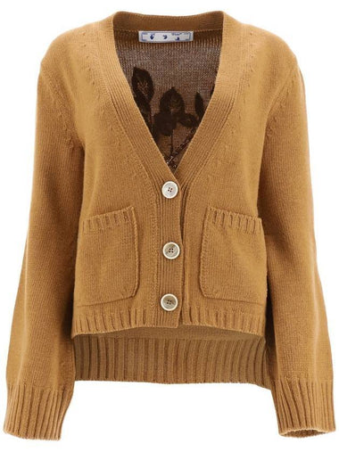 Women's Wool Twinset Cardigan Brown - OFF WHITE - BALAAN 1