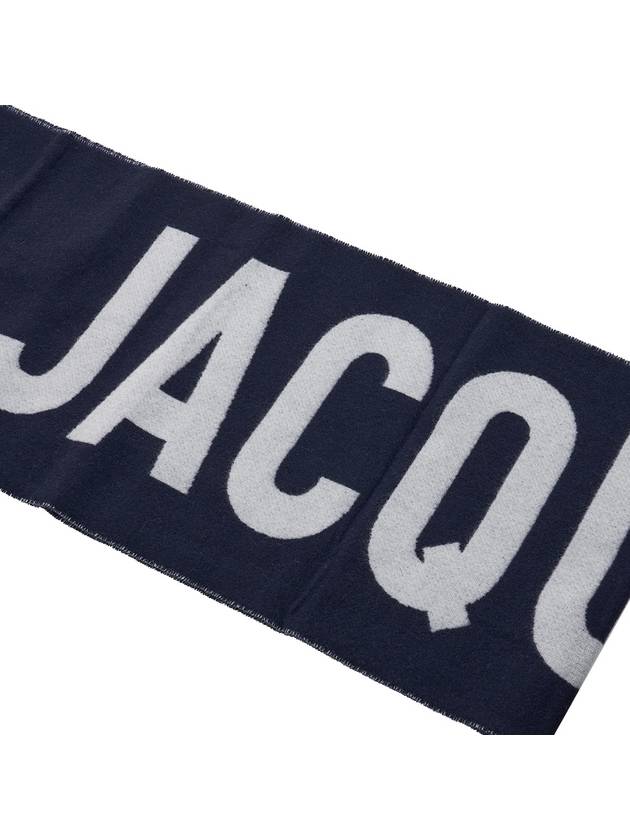 Lecharpe Fringe Logo Virgin Wool Muffler Navy - JACQUEMUS - BALAAN 7