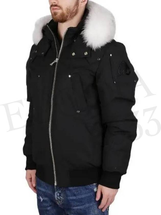 Men's Ballistic Bomber Jacket White Fox Fur Black - MOOSE KNUCKLES - BALAAN 9