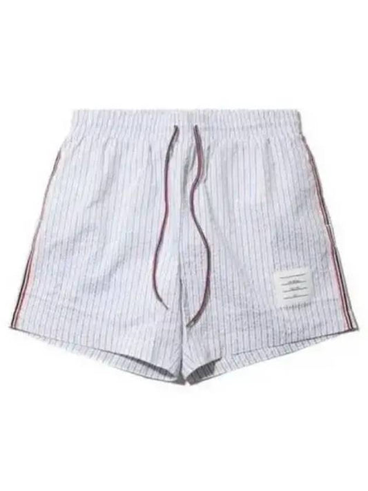 RWB Trimmed Striped Swim Shorts Light Blue - THOM BROWNE - BALAAN 2