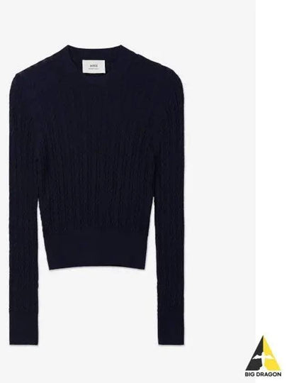 Cable Knit Top Navy - AMI - BALAAN 2