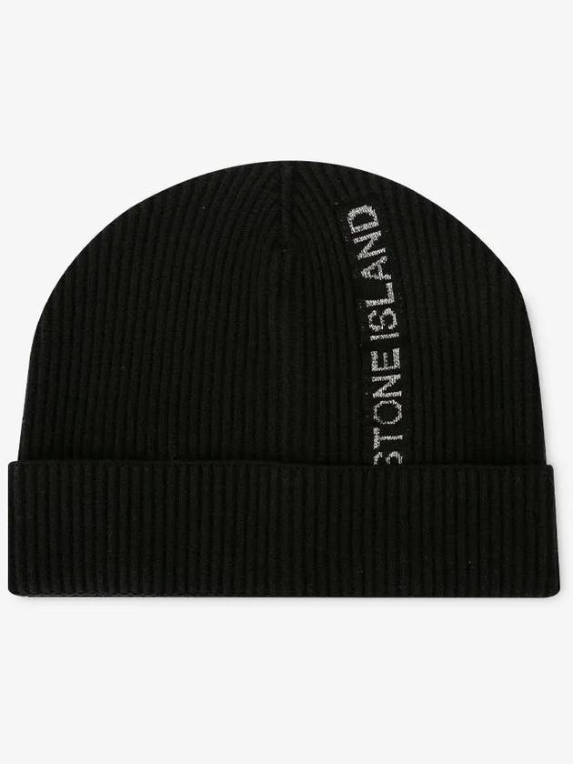 Men's Lettering Logo Beanie Black - STONE ISLAND - BALAAN 3