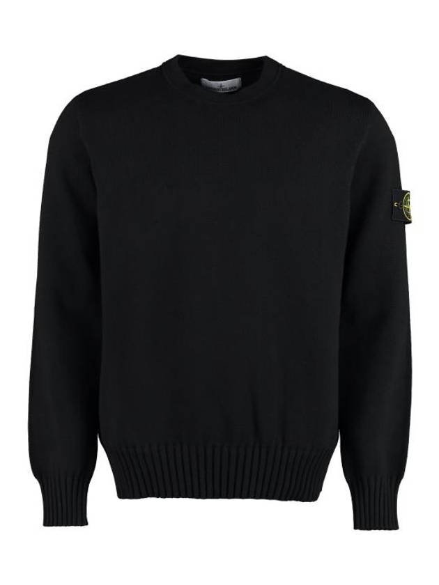 Logo Patch Knit Top Black - STONE ISLAND - BALAAN 2