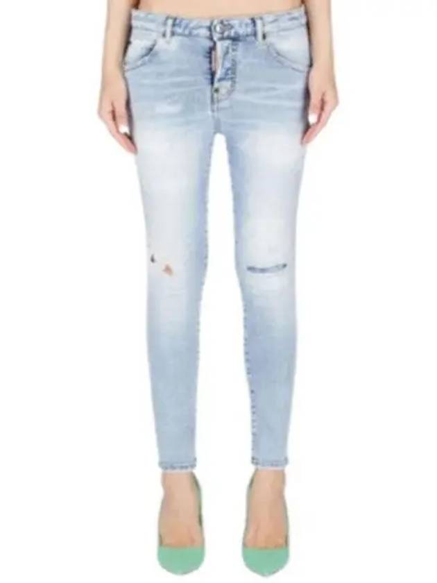 Distressed Cool Girl Skinny Jeans Light Blue - DSQUARED2 - BALAAN 2