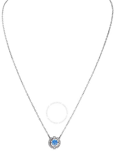 Una Crystal Round Cut Necklace Blue Silver - SWAROVSKI - BALAAN 2