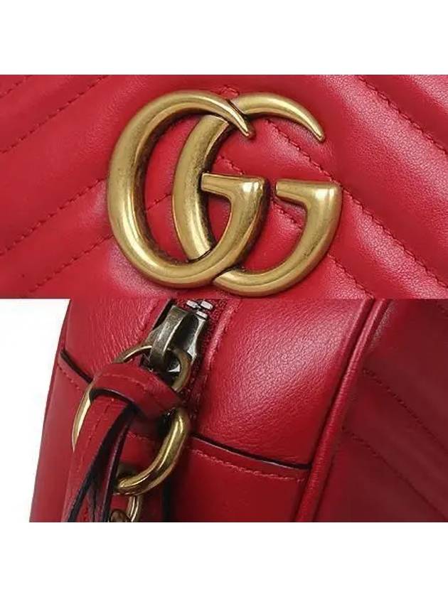 447632 GG gold plated red leather Marmont matelass shoulder cross bag - GUCCI - BALAAN 4