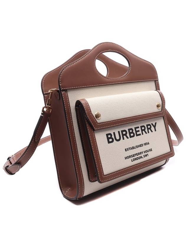 Mini Two-Tone Canvas And Leather Pocket Bag Natural Malt Brown - BURBERRY - BALAAN 4