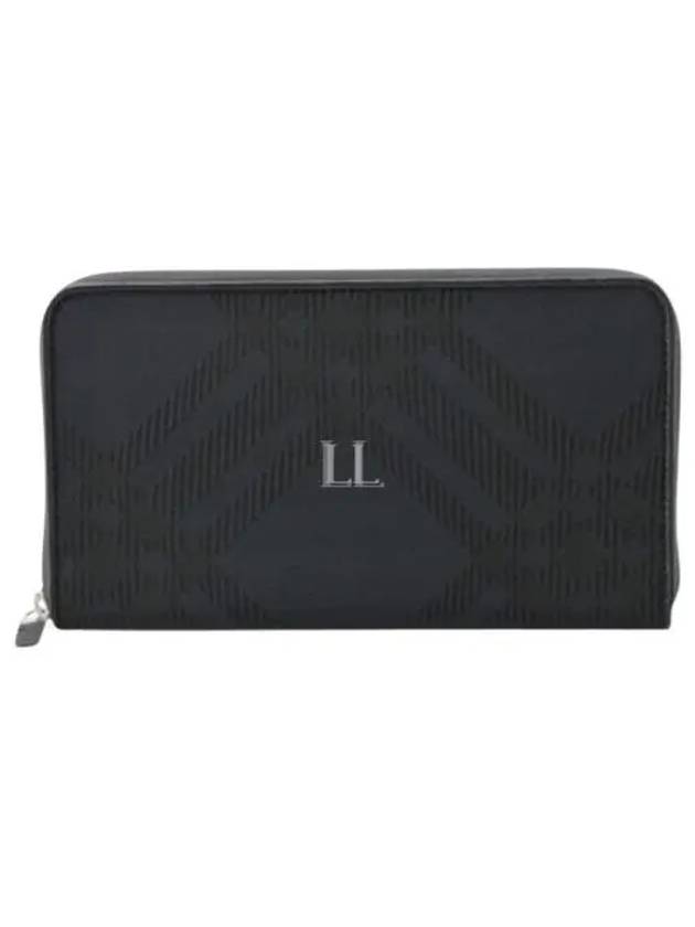 Check Jacquard Large Zip Long Wallet Black - BURBERRY - BALAAN 2