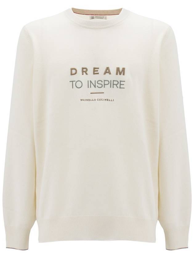 Embroidered Logo Sweatshirt Ivory - BRUNELLO CUCINELLI - BALAAN 1