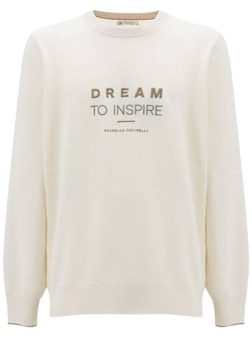 Embroidered Logo Sweatshirt Ivory - BRUNELLO CUCINELLI - BALAAN 1