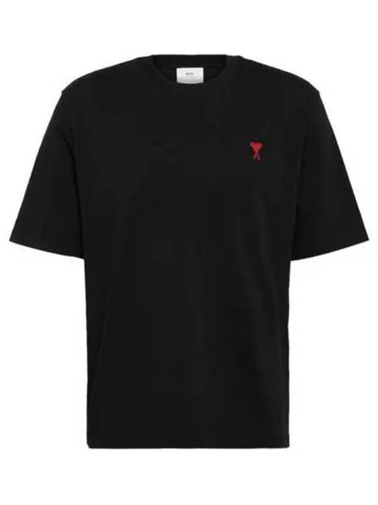 Small Heart Logo Boxy Fit Short Sleeve T-Shirt Black - AMI - BALAAN 2