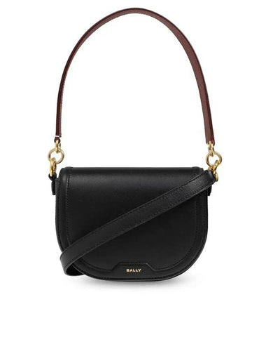 Logo Stamp Foldover Top Shoulder Bag Black - BALLY - BALAAN 1