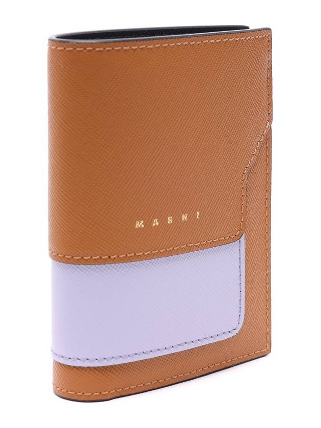 Saffiano Color Block Half Wallet Brown - MARNI - BALAAN 4