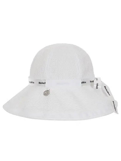 Logo Ribbon Wide Brim Bucket Hat 8614LZSPWHITE - BLACK&WHITE - BALAAN 2