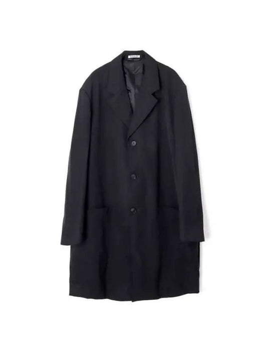 LIGHT WOOL MAX GABARDINE COAT A23SC01MG TOP Black light wool max gabardine coat - AURALEE - BALAAN 1