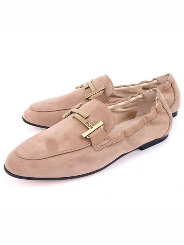 Women's T Logo Suede Loafers Beige - TOD'S - BALAAN 2