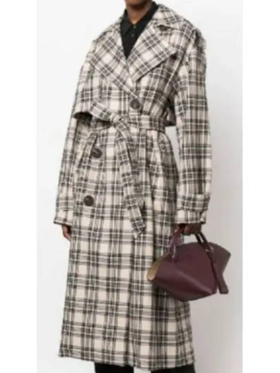 Check Double-Breasted Wool Trench Coat - MAX MARA - BALAAN 2