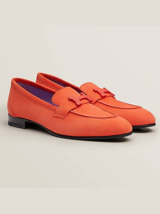 Paris Silver Hardware Suede Goatskin Loafers Rose Sorbet - HERMES - BALAAN 2