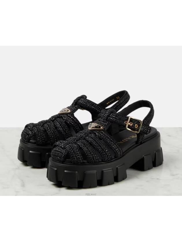 Monolith Crochet Cage Sandals Black - PRADA - BALAAN 4