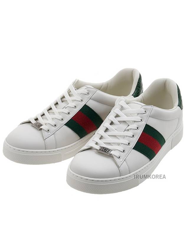 Ace Web Leather Low Top Sneakers White - GUCCI - BALAAN 2