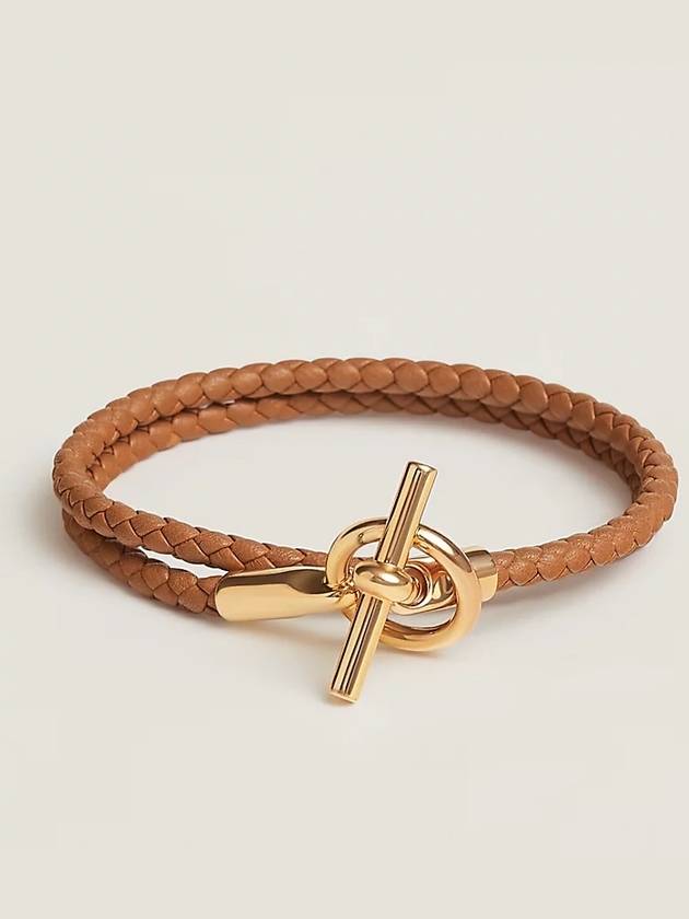 Glennan Double Tour Gold Bracelet Brown - HERMES - BALAAN.