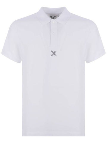 cross logo print short sleeve PK shirt white - KENZO - BALAAN.