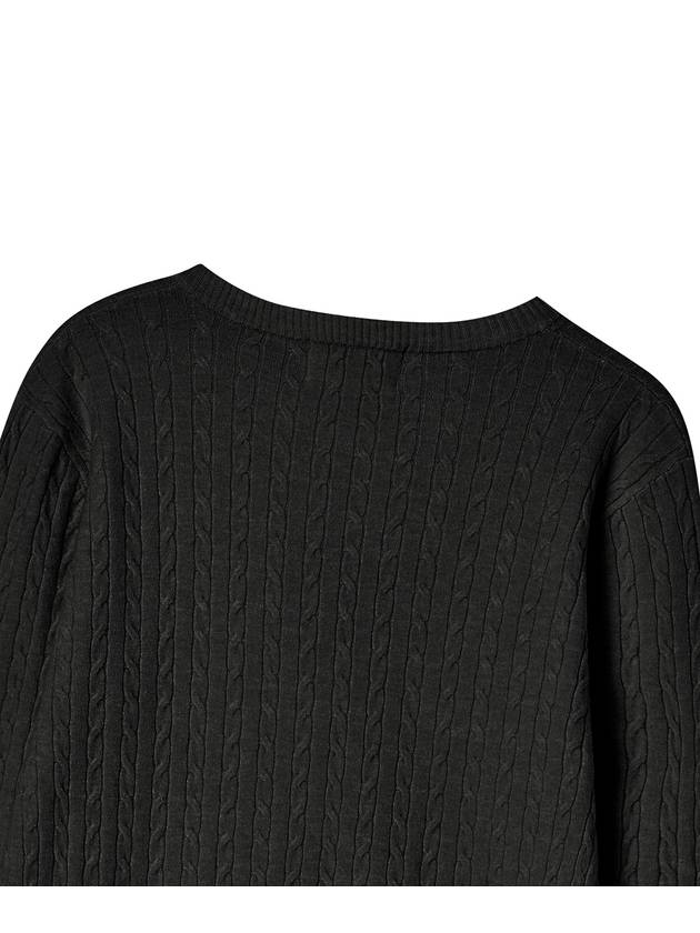 V neck cable knit pullover black - THE GREEN LAB - BALAAN 4