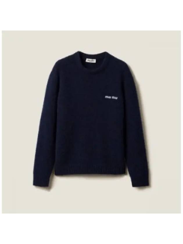 Boucle Cashmere Knit Top Navy - MIU MIU - BALAAN 2