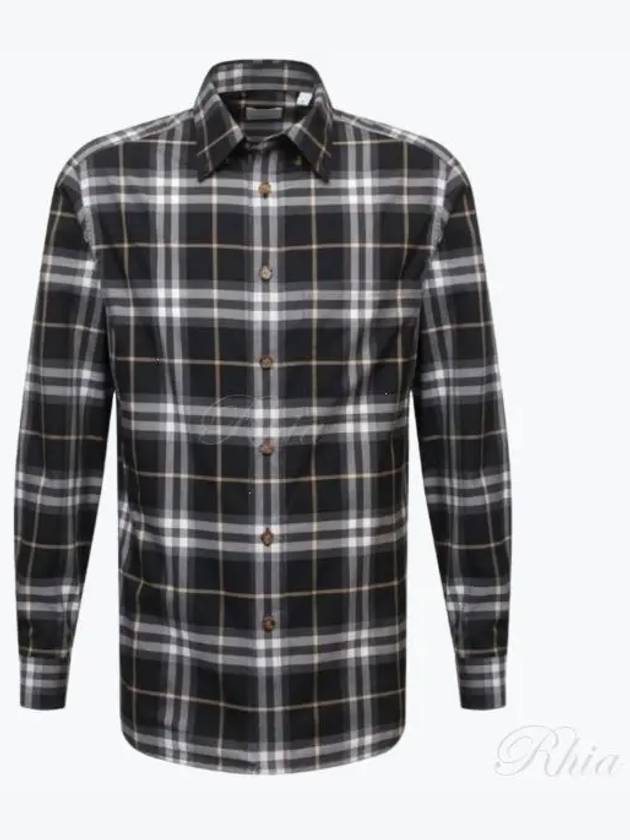 Button-Down Collar Checked Cotton Long-Sleeve Shirt Grey - BURBERRY - BALAAN 2