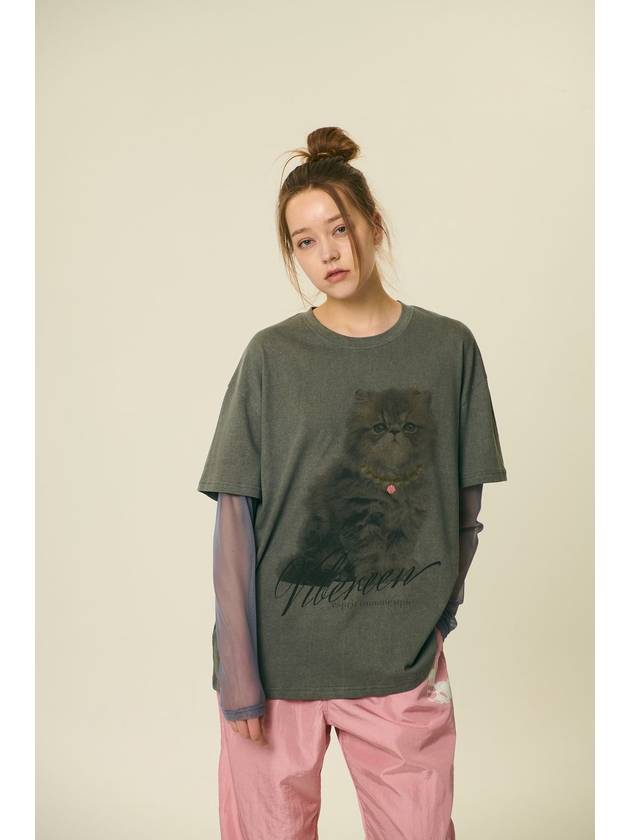 24 Bella Cat Mesh Layered TShirt_Pigment Gray - VIBEREEN - BALAAN 4