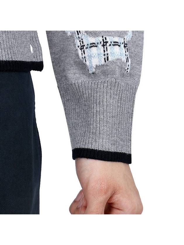 Hector Intarsia Crew Neck Knit Top Grey - THOM BROWNE - BALAAN 7