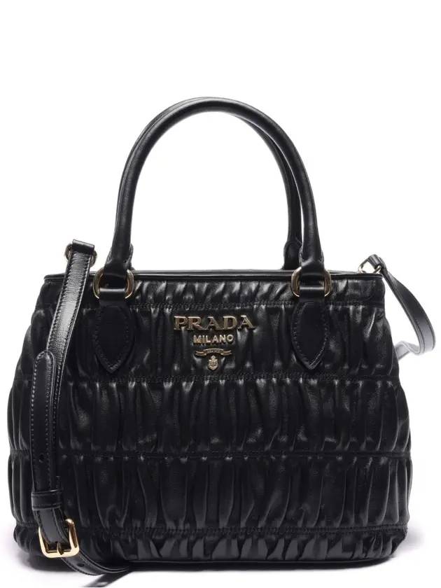 Black Calf Leather Borsa Mano Tote Bag - PRADA - BALAAN 1