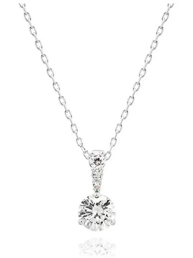 Stilla Round Cut Crystal Pendant Necklace Silver - SWAROVSKI - BALAAN 4