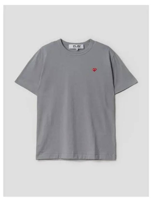 Women s Small Red Heart Wappen T Shirt Gray Domestic Product GM0023022211055 - COMME DES GARCONS PLAY - BALAAN 1